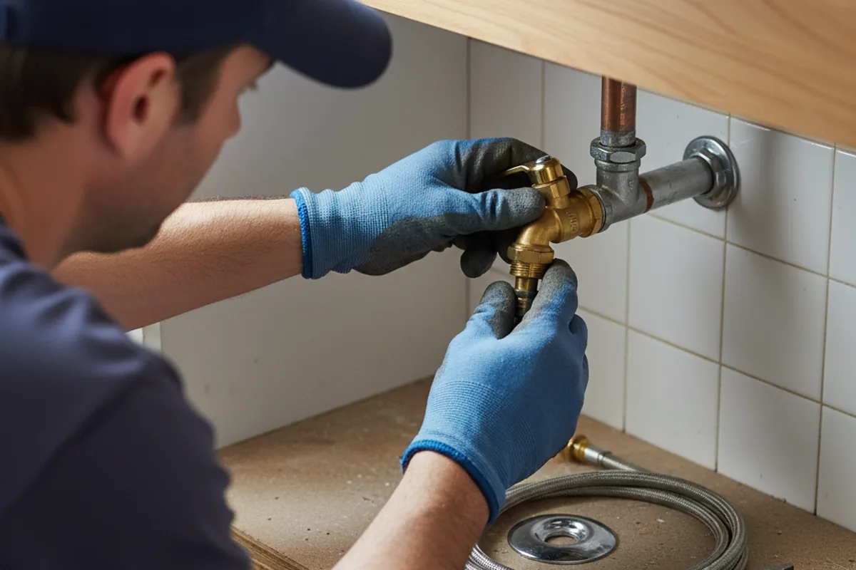 Shutoff valve and fitting work during Burst Pipe Repair in Utica
